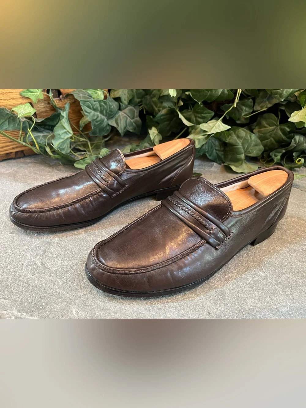 Brass Boot Smooth Leather Dress Loafers Brown Italy 85354 Men's Size 10.5M